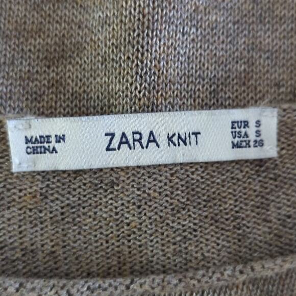 Zara Knit Tan Midi Sweater Maxi Dress Women's Small Minimalist‎ Modest Neutral - Picture 8 of 9